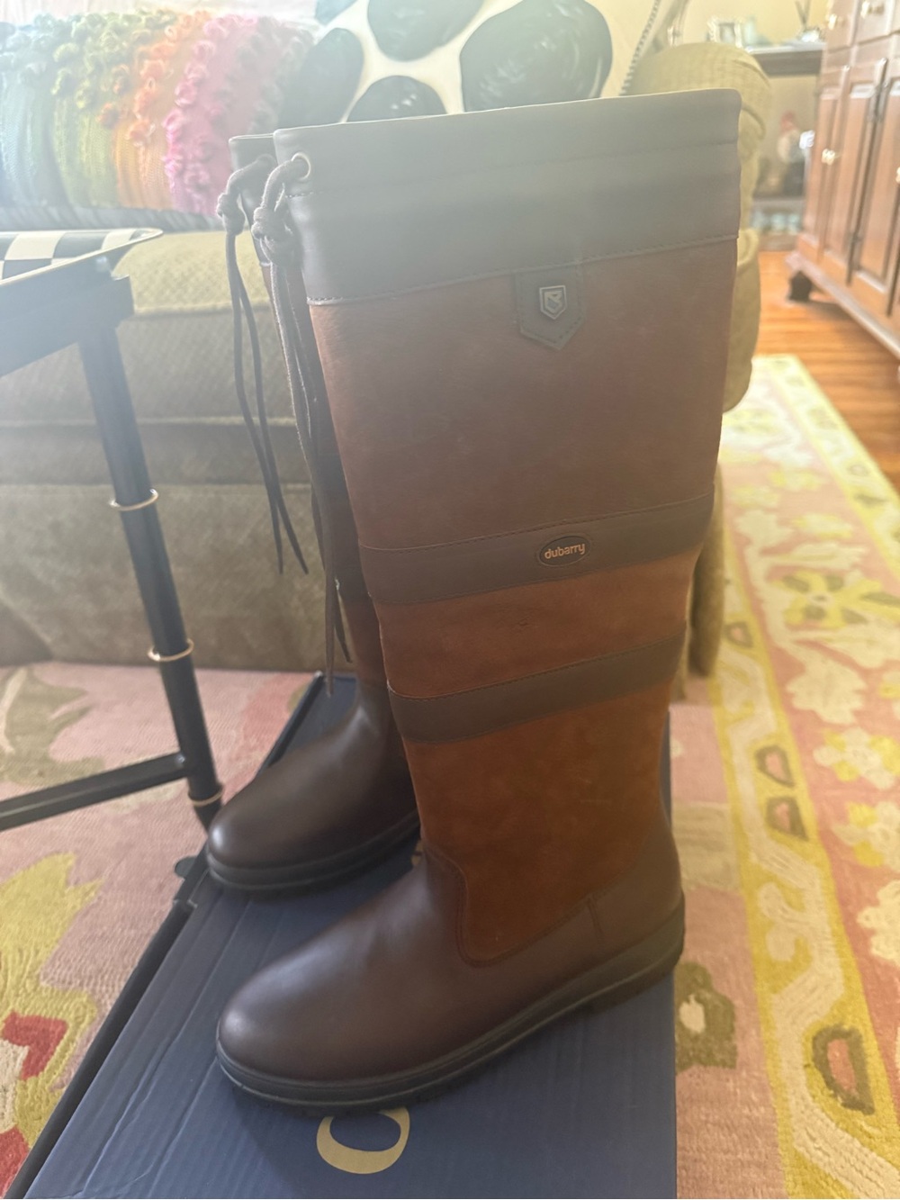 Dubarry of Ireland Brown Leather Tall Lace-Up Riding Boots - Picture 5 of 8